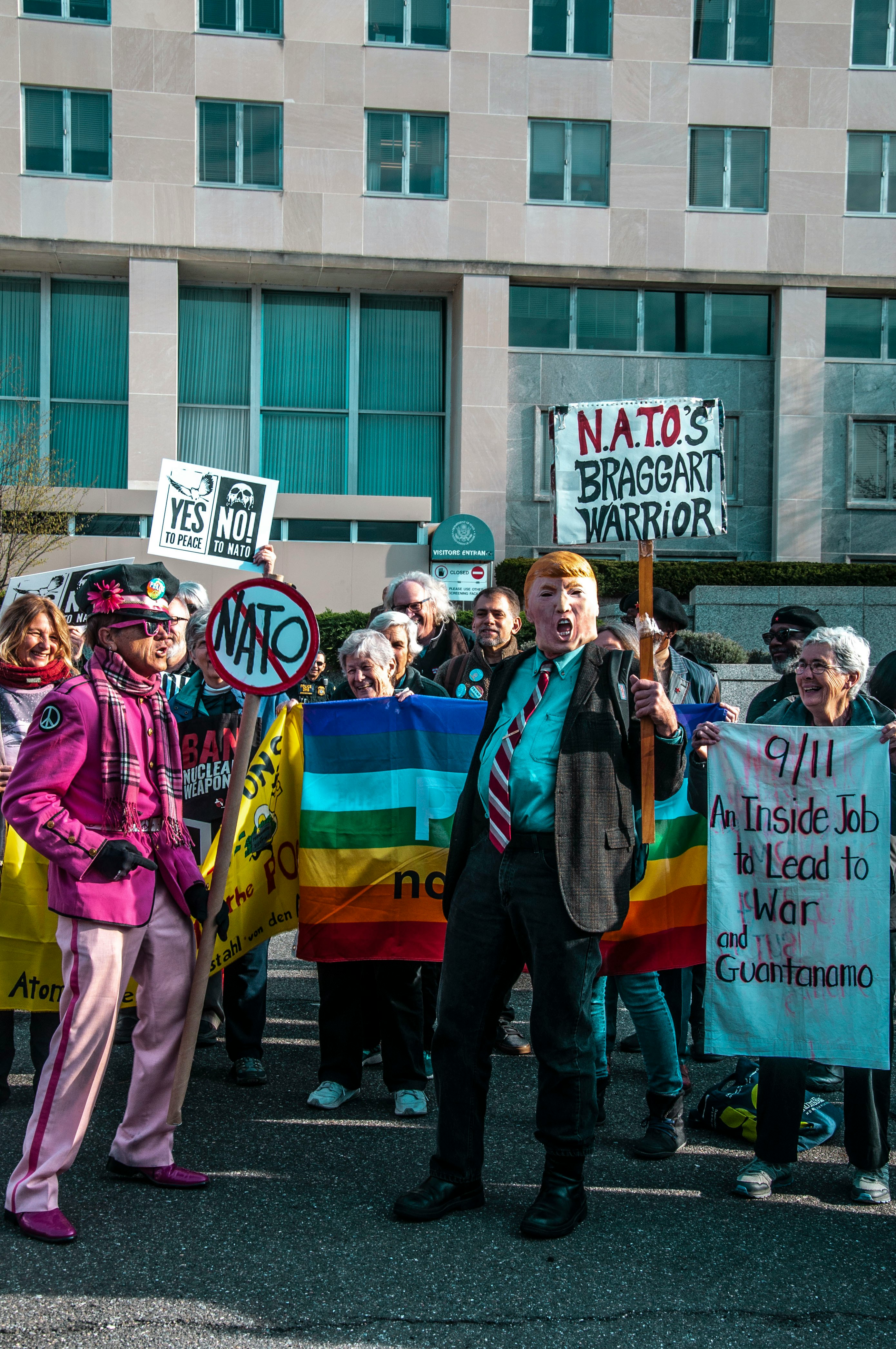 man holding signage